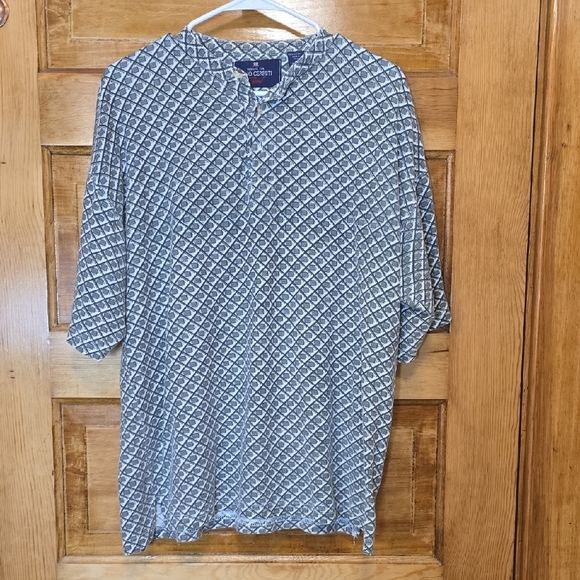 Nino Cerruti Green and Brown Casual Short Sleeve Shirt with Relaxed Fit L - Picture 1 of 3